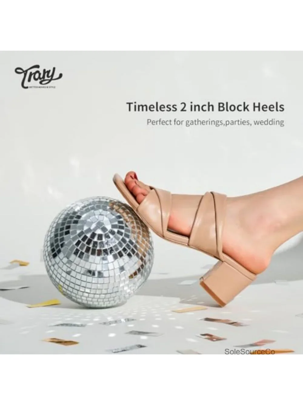 Square Toe Chunky Block Heels Sandals 2inch Cushion Footbed Strappy Slide